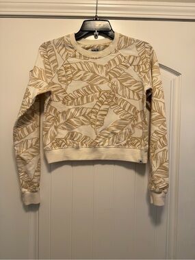 Hurley Cream Sweater with Gold Leaf Pattern